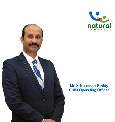 K. Narender Reddy as Chief Operating Officer, Natural Remedies